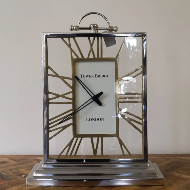 Aluminum and Gold Roman Numerals Table Clock