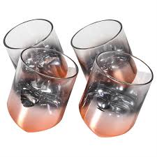 Set of 4 Bronze Base Tipsy Tumblers (H:110 W:100 D:85 mm)