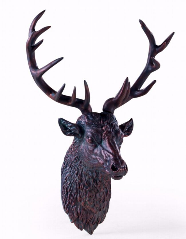 Large Antique Bronze Effect Stag Wall Head