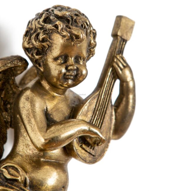 Gold Cherub Guitar Wall Figure