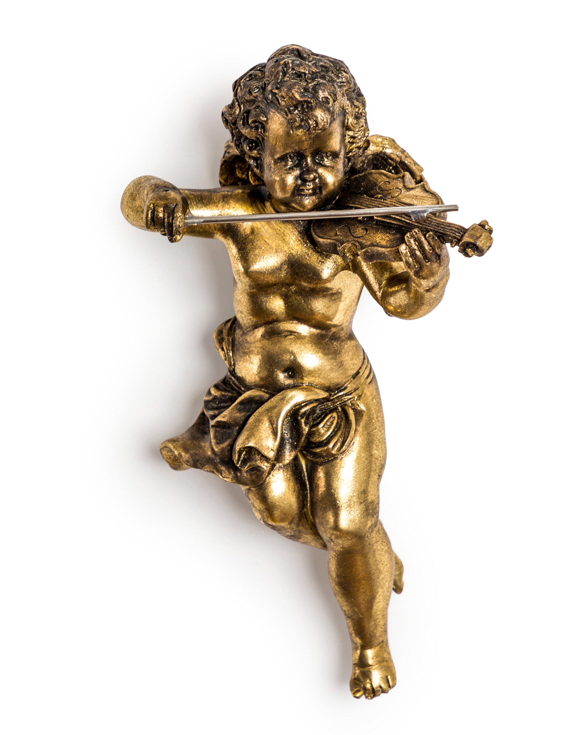 Gold Cherub Violin Wall Figure(H:27xW:15.5xD:12cm)