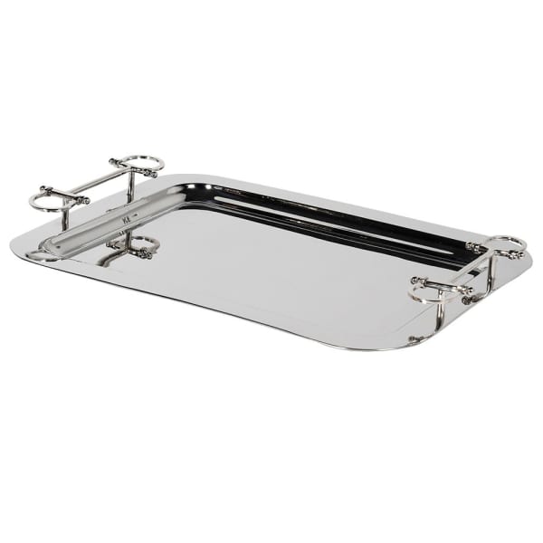 Nickle Tray With Stirrup Handles (H:5 x W: 47 D: 34cm)