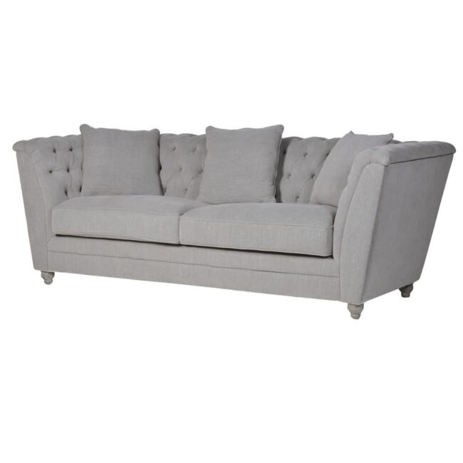 Fawn Buttoned Box 3 Seater Sofa