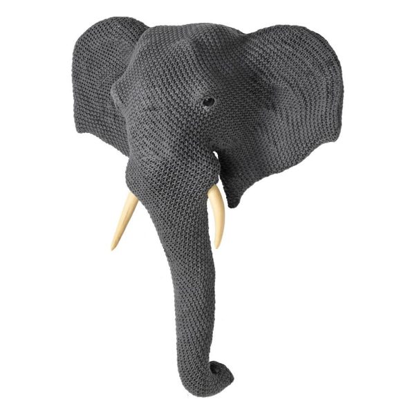 LARGE KNITTED GREY ELEPHANT