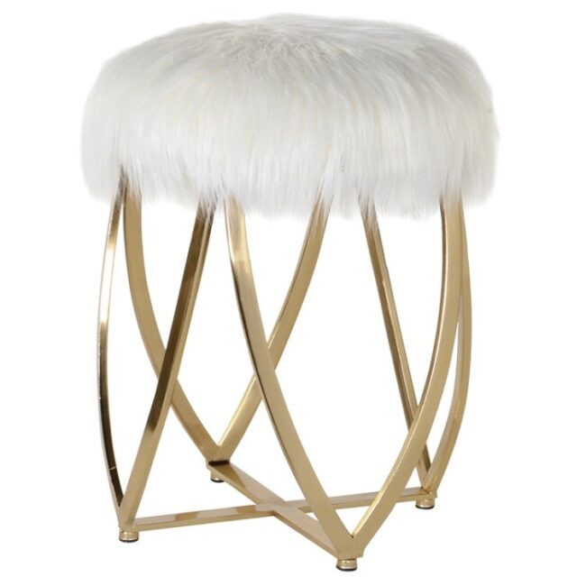 Faux Fur Gold Stool