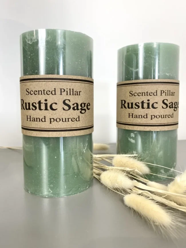 Rustic Sage Scented Pillar Candles