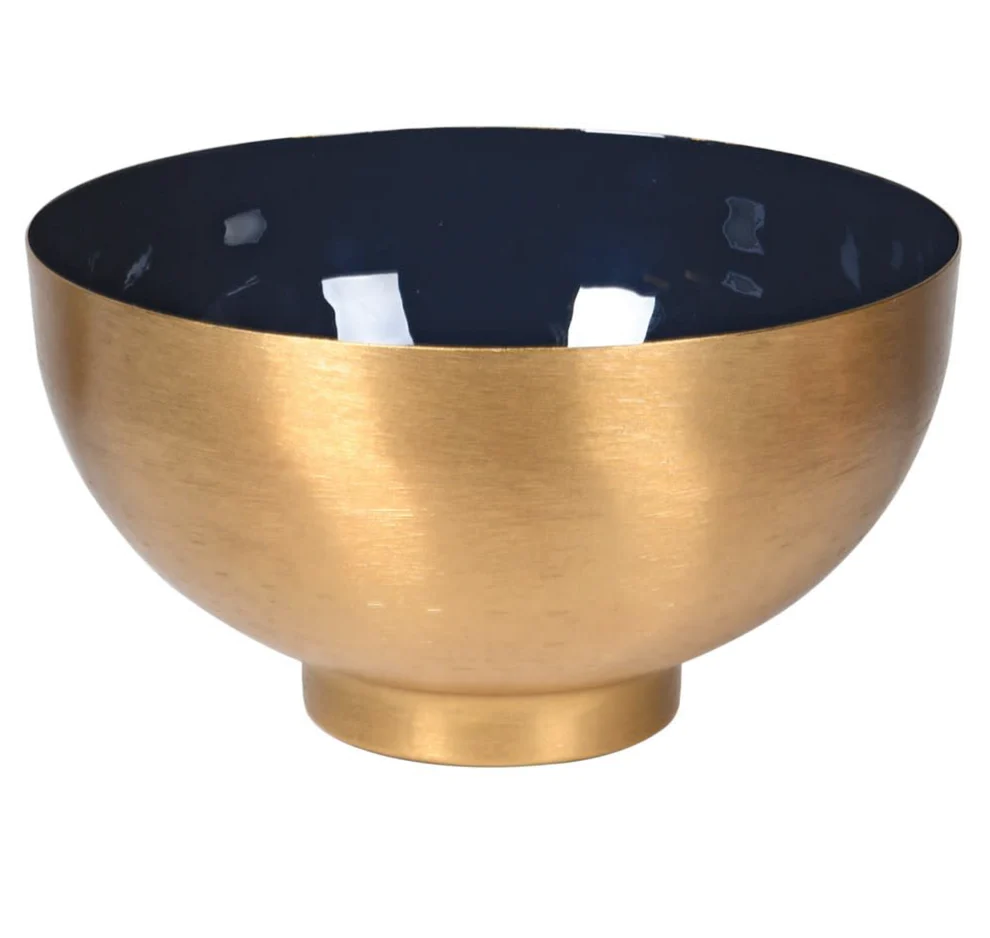 Gold & Blue Enamel Bowl(H:15 x D:28 cm)