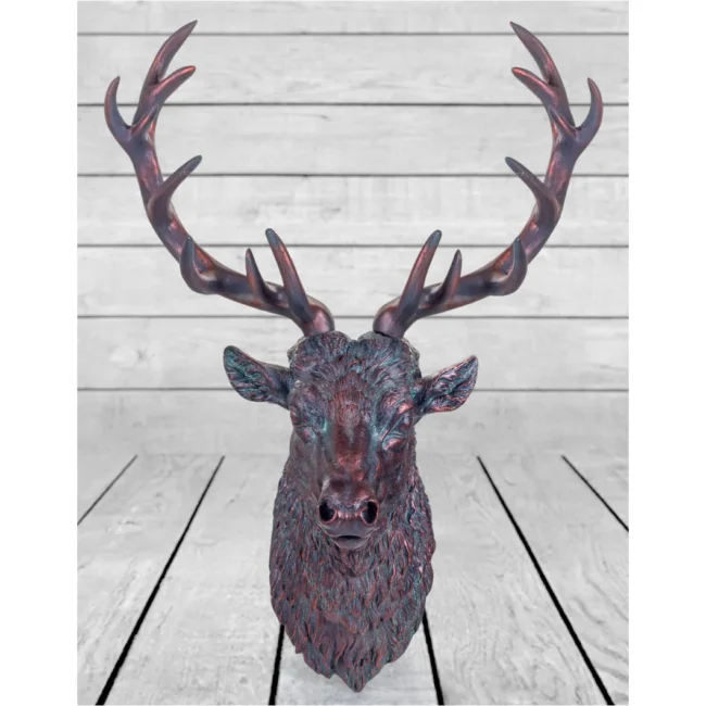 Large Antique Bronze Effect Stag Wall Head