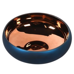 Gold & Blue Enamel Bowl(H:15 x D:28 cm)