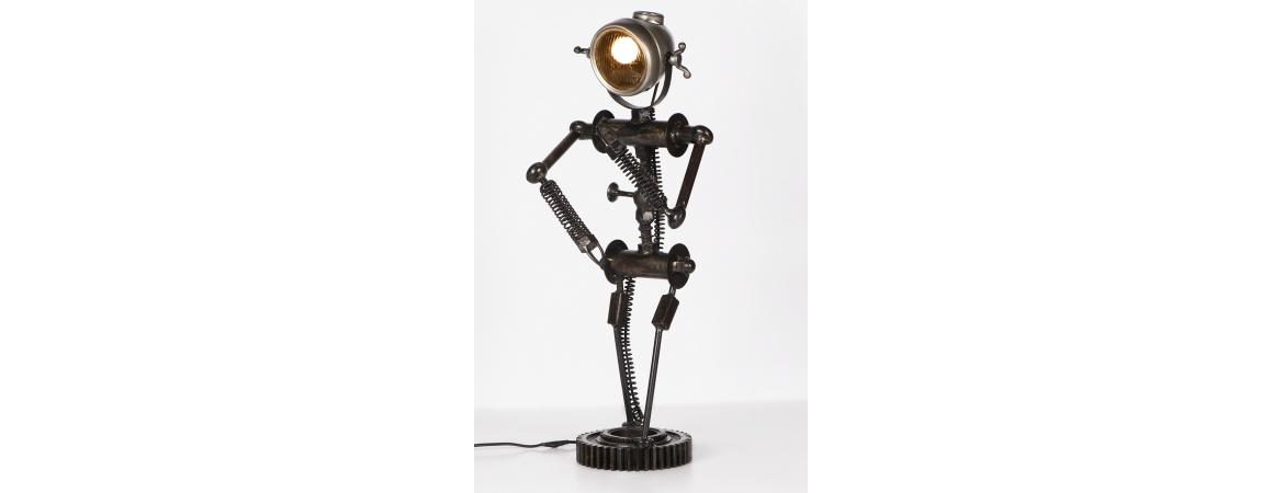 Reclaimed Car Parts Robot Table Lamp (H:30 W:37 80cm)