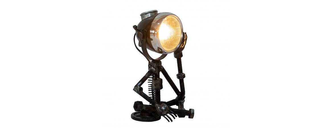 Reclaimed Parts Robot Table Lamp – Deep In Thought (H:34 L:12 D:18)