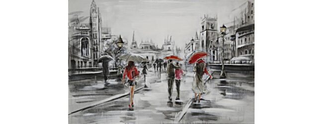 Tourists in the rain canvas