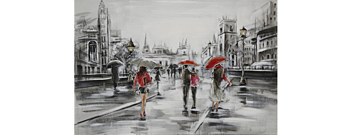 Tourists in the rain canvas(80x110cm)