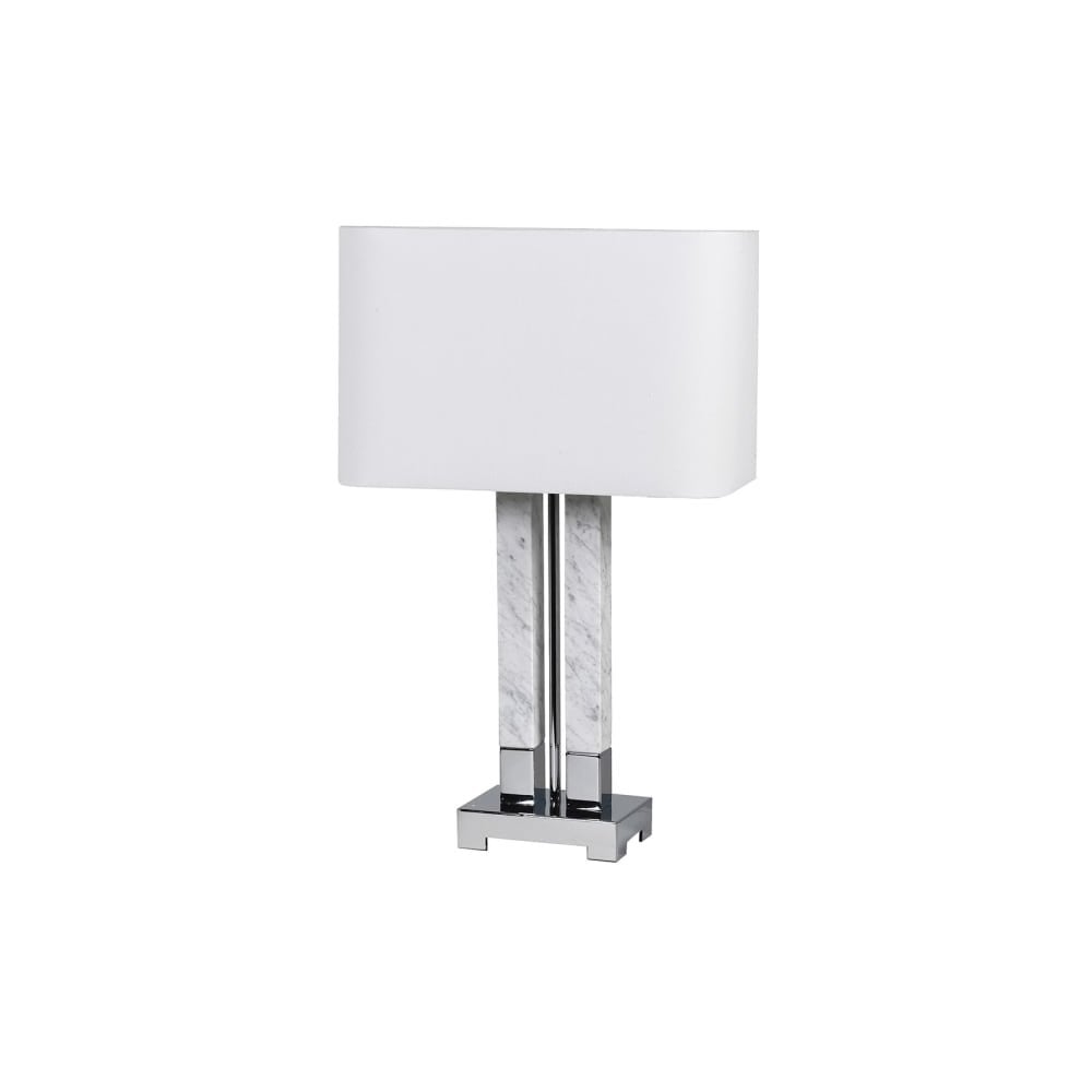 Double Marble Column Lamp with Linen Shade(H:690 W:430 D:260 mm)