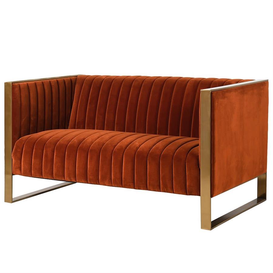 Naranja Orange Ribbed 2 Seater Sofa (H:79 W:146 D:85cm)