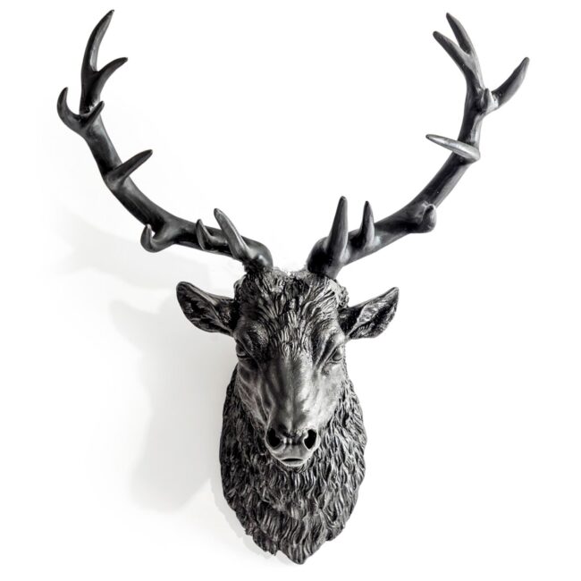 Large Matt Black Stag Wall Head