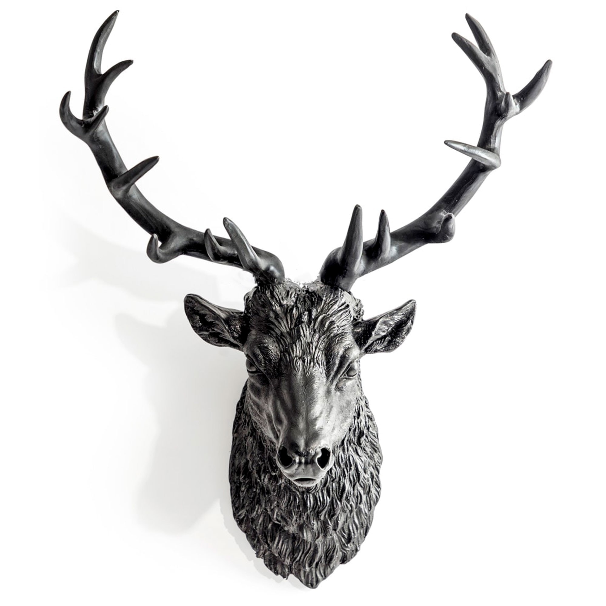 Large Matt Black Stag Wall Head(H:84xW:62xD:32cm)