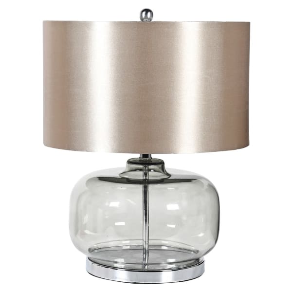 Smoked Glass Table Lamp with Shade