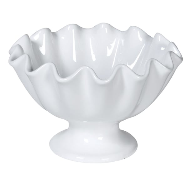 White Ruffled Ceramic Bowl