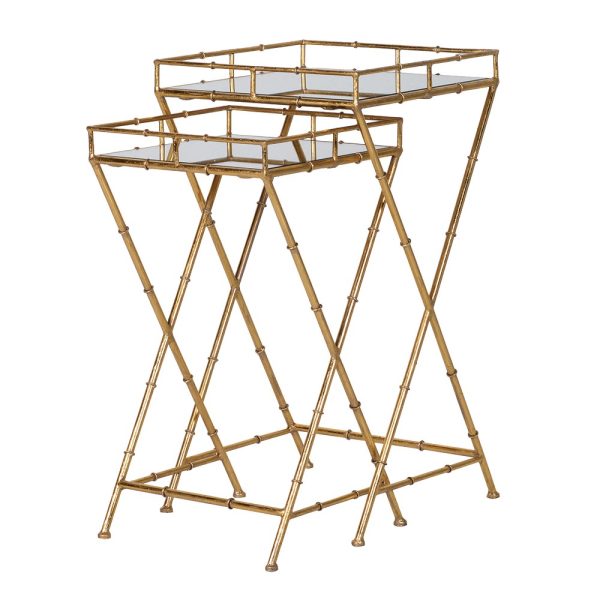 SET OF 2 GOLD BAMBOO SIDE TABLE