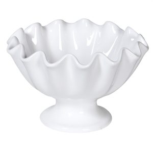 White Ruffled Ceramic Bowl