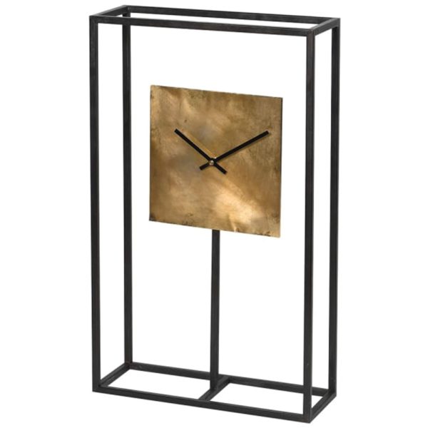 BLK FRAME SQUARE GOLD CLOCK