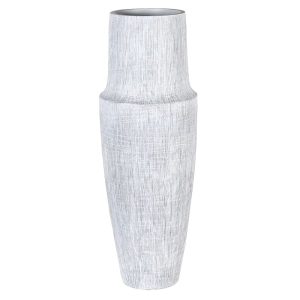 Tall White Yakisugi Textural Vase