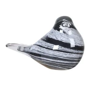Black and White Marble Effect Glass Bird Ornament