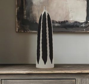 Black and White Striped Bud Vase