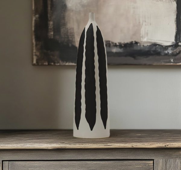 Black and White Striped Bud Vase Black and White Striped Bud Vase