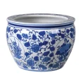 Large Blue and White Round Planter