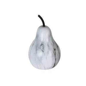 Black and White Marble Effect Pear Ornament