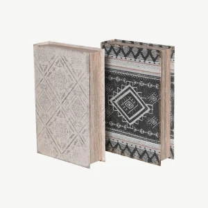 Set of 2 Grey and Black Book Boxes