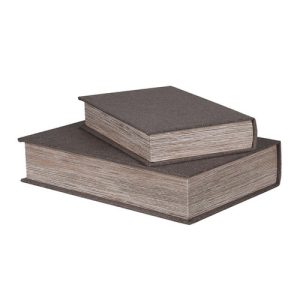 Set of 2 Grey Woven Book Boxes