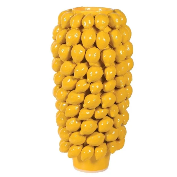 YELLOW LEMON CERAMIC VASE