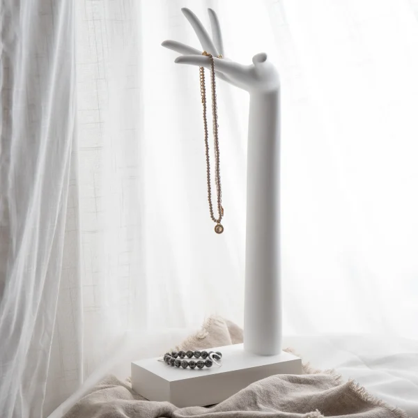 White Tall Curved Hand Jewellery Stand