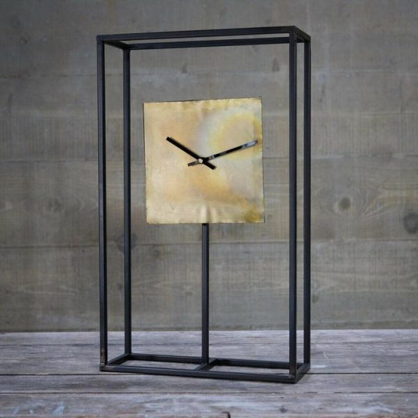 Black Frame Square Gold Clock
