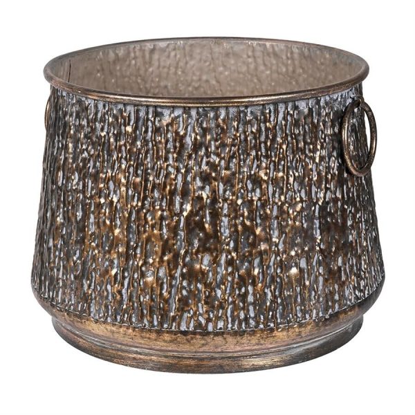 GLD TEXTURED ROUND PLANTER