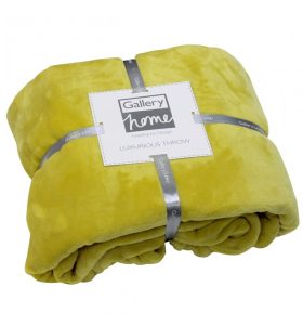 Olive Green Ribbed Faux Fur Throw