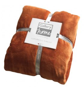 Burnt Amber Faux Fur Throw W:352mm L: 442mm