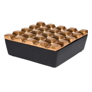 Antique Brass and Black Ashtray