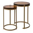 Nest of 2 Amber Glass Round Side Tables