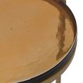 Nest of 2 Amber Glass Round Side Tables