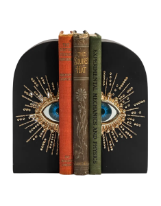 Pair of Embossed "Sunburst Eye" Bookends D: Width: 6.5cm Height:18cm  Depth:9.5cm