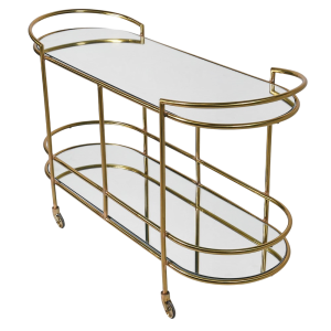 Gold Oval Mirror Trolley Dimensions: H:790 W:1220 D:460 mm