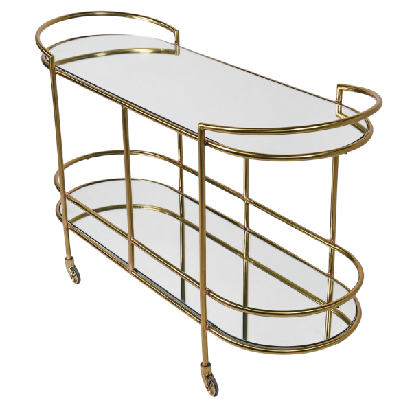 Gold Oval Mirror Trolley