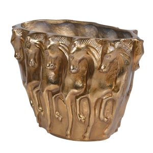 Antique Brass Horse Vase Dimensions: H:310 W:440 D:240 mm.