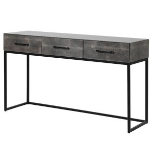 Grey Shagreen 3 Drawer Console Table Dimensions: H:790 W:1370 D:420 mm.