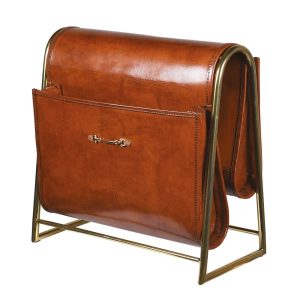 Leather Magazine Holder Dimensions: H:385 W:380 D:200 mm.