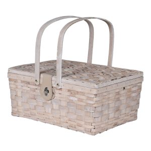 Chipping Picnic Basket Plate : Dia: 170mm. Wine Glasses : Dia:60mm. Dimensions: H:190 W:400 D:280 mm.